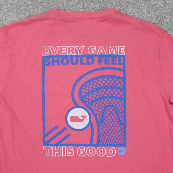 Vineyard Vines Shirt Adult Medium Pink Lacrosse Box Graphic Long Sleeve Pullover - Picture 1 of 13